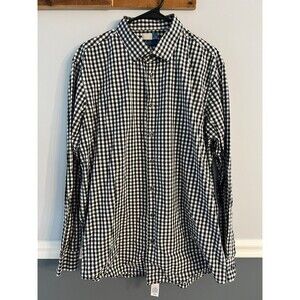 14th & Union Men’s Black White Gingham Button Down Shirt XL Trim Fit